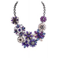 Pick Me Up Purple Stone Encrusted Flower Statement Necklace